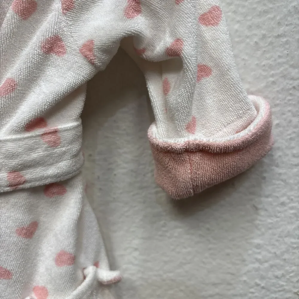 Carter’s Just One You Baby Girl Heart Print Hooded Terry Bathrobe White 0-9 Mo